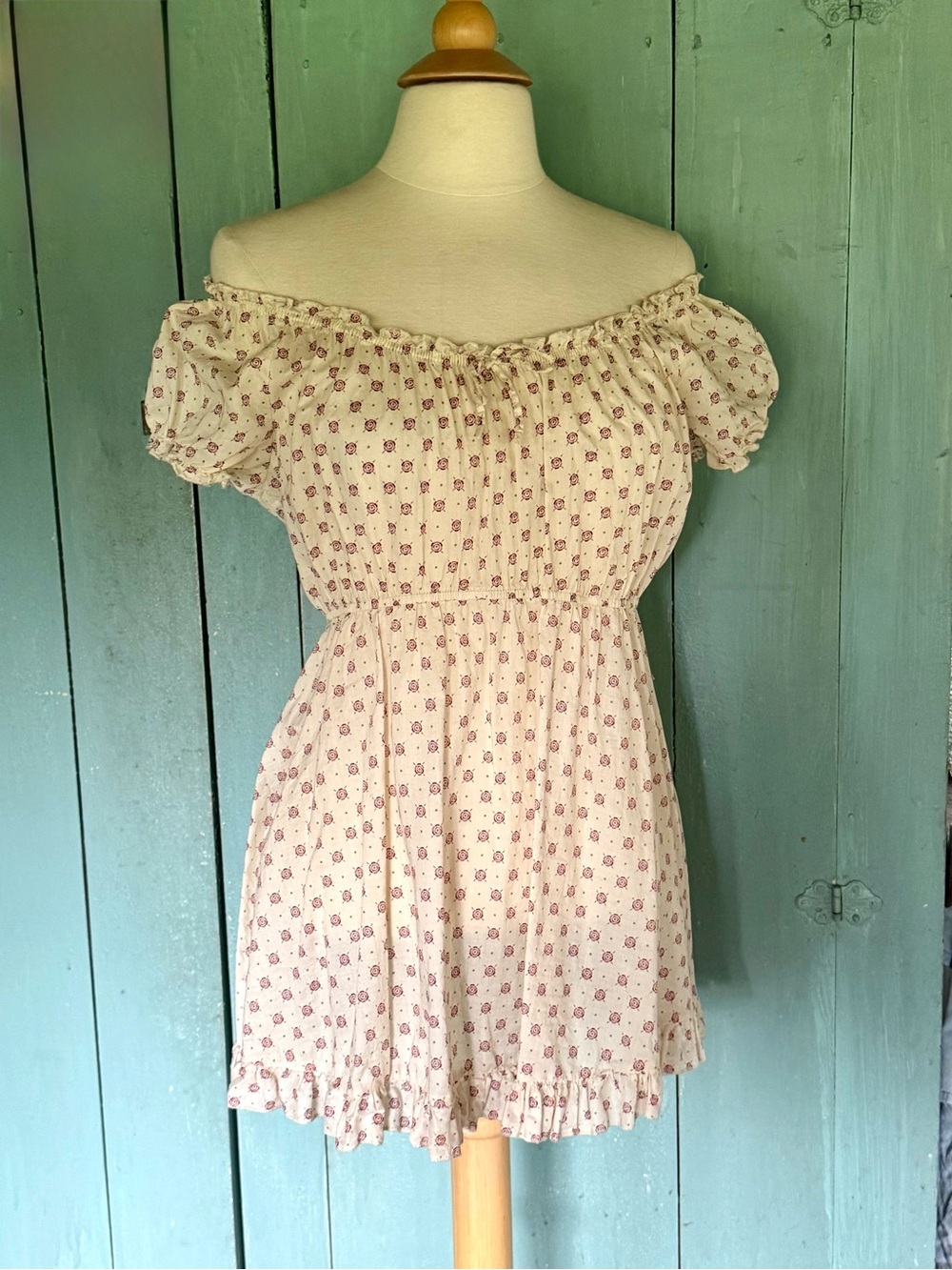 'No Boundaries' Cotton Floral Baby Doll Top On/Off Shoulder Jr Large